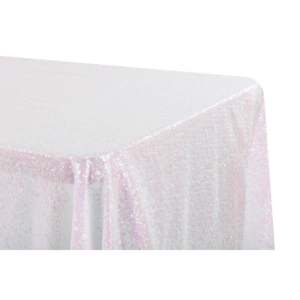 White Iridescent Sequin table cloth - 90" x 156"