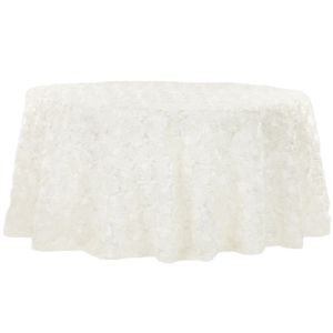 Rosette Tablecloth 132" Round- Ivory