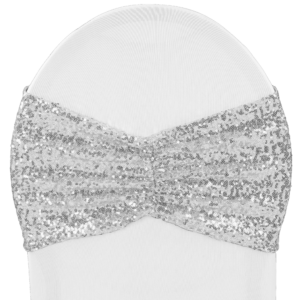 Silver - Spandex Sequin Chair Sash
